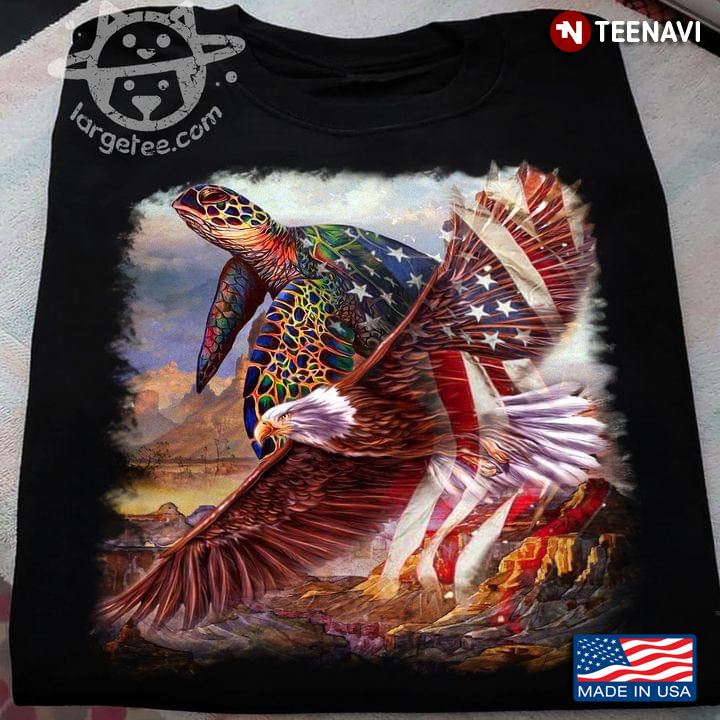 Turtle Eagle And American Flag