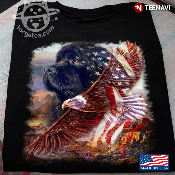 Labradoodle Eagle And American Flag