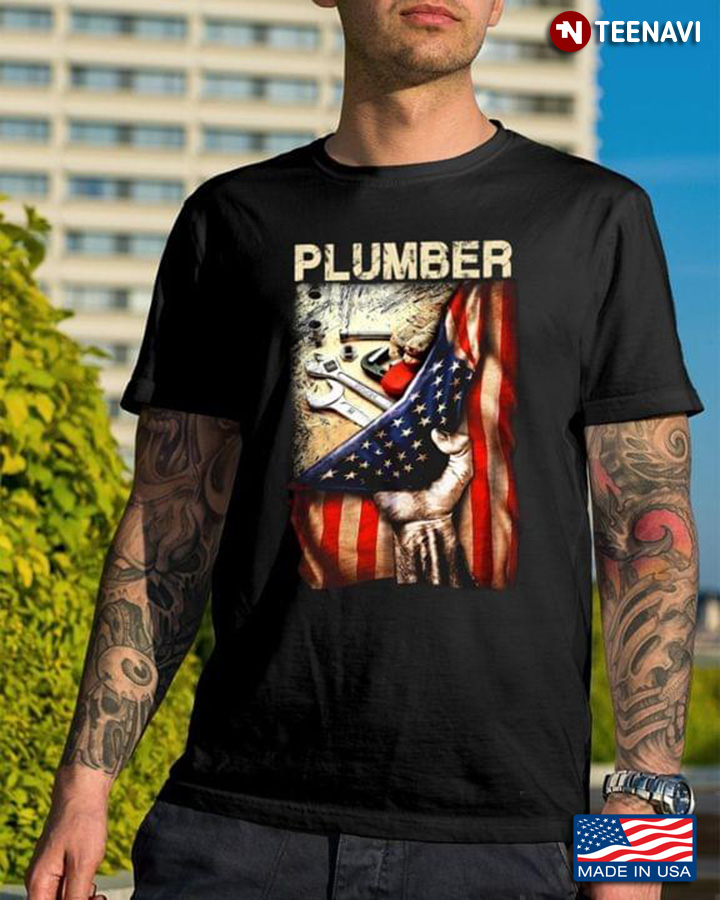 Plumber Plumbing Tools American Flag