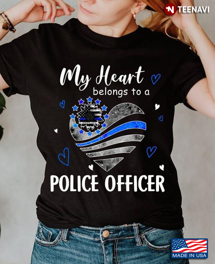 My Heart Belongs To A Police Officer Betsy Ross Flag Sunflower