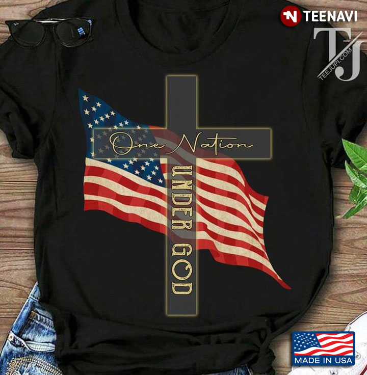 One Nation Under God American Flag And Cross