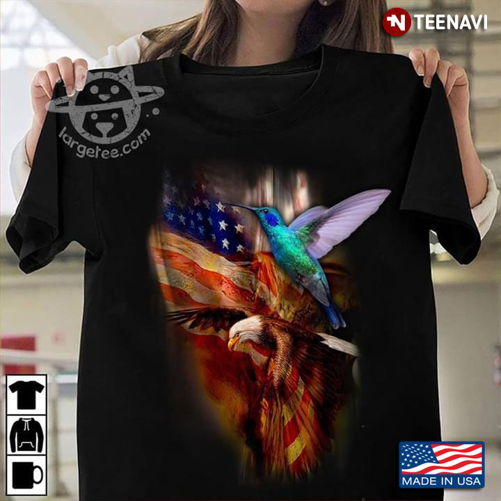 Hummingbird Eagle And American Flag