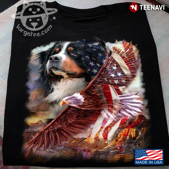 Bernese Mountain Dog Eagle And American Flag