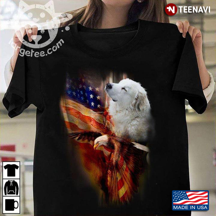Great Pyrenees Eagle And American Flag