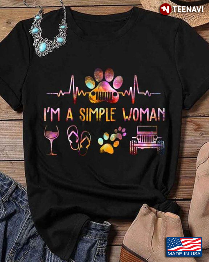 I'm A Simple Woman I Love Wine Flip Flops Dog And Jeep