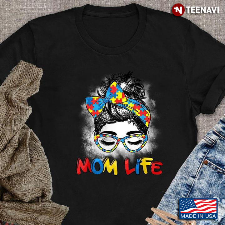 Autism Awareness Mom Life Woman With Glasses And Headband
