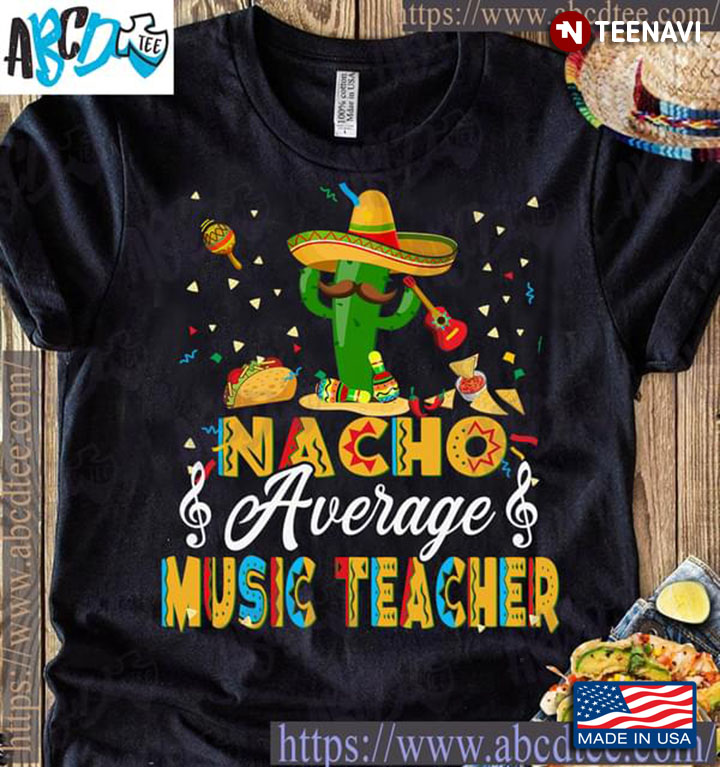 Nacho Average Music Teacher Cactus With Hat And Guitar