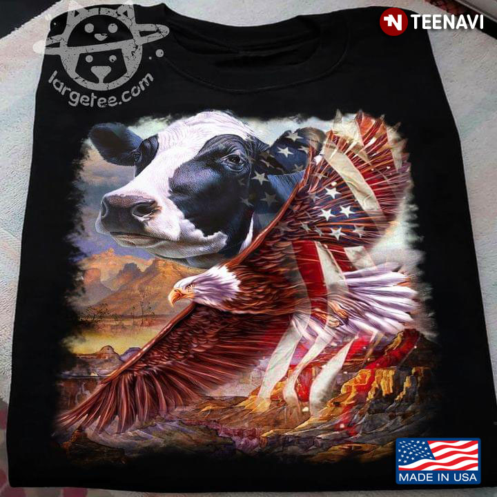 Cow Eagle And American Flag