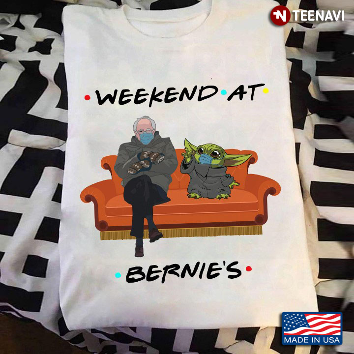 Weekend At Bernie's Bernie Sanders And Baby Yoda With Facemasks On Couch