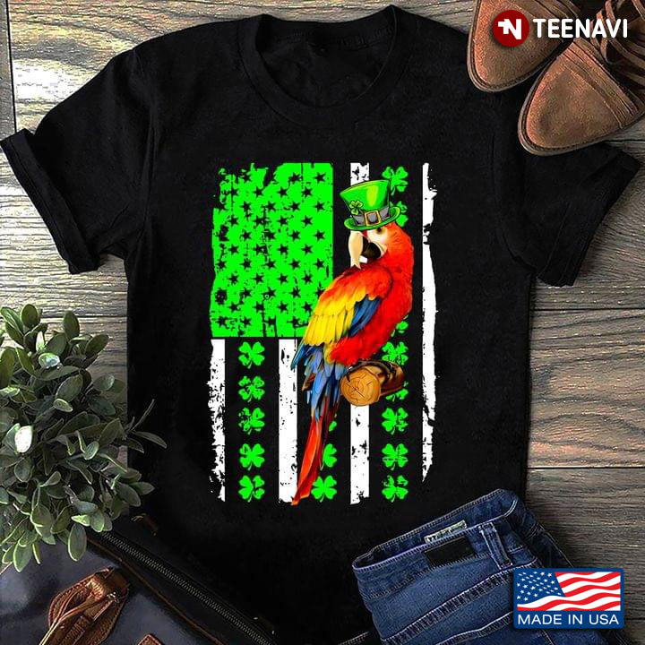 Macaw Leprechaun Hat American Flag St Patricks Day