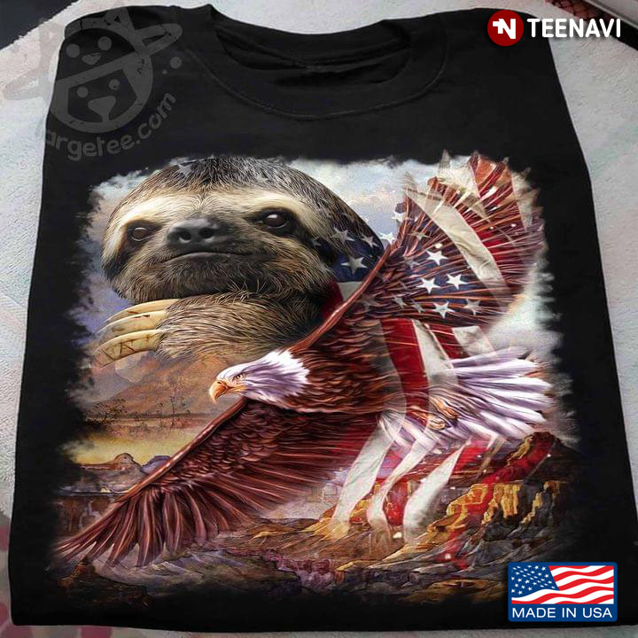 Sloth Eagle And American Flag