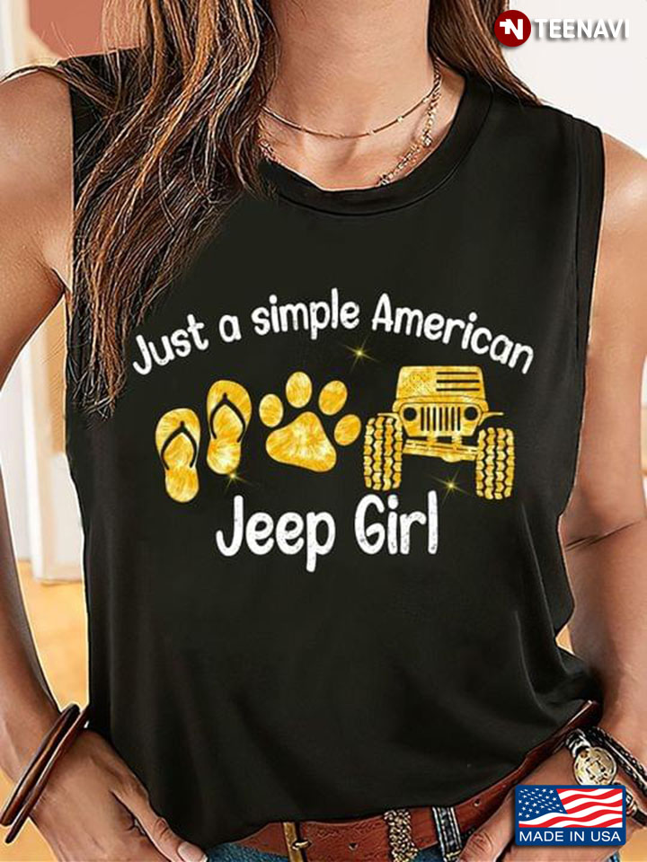 Just A Simple American Flip Flops Dog Jeep Jeep Girl