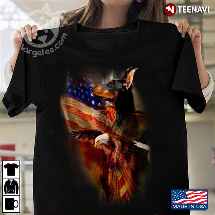 Dobermann Eagle And American Flag