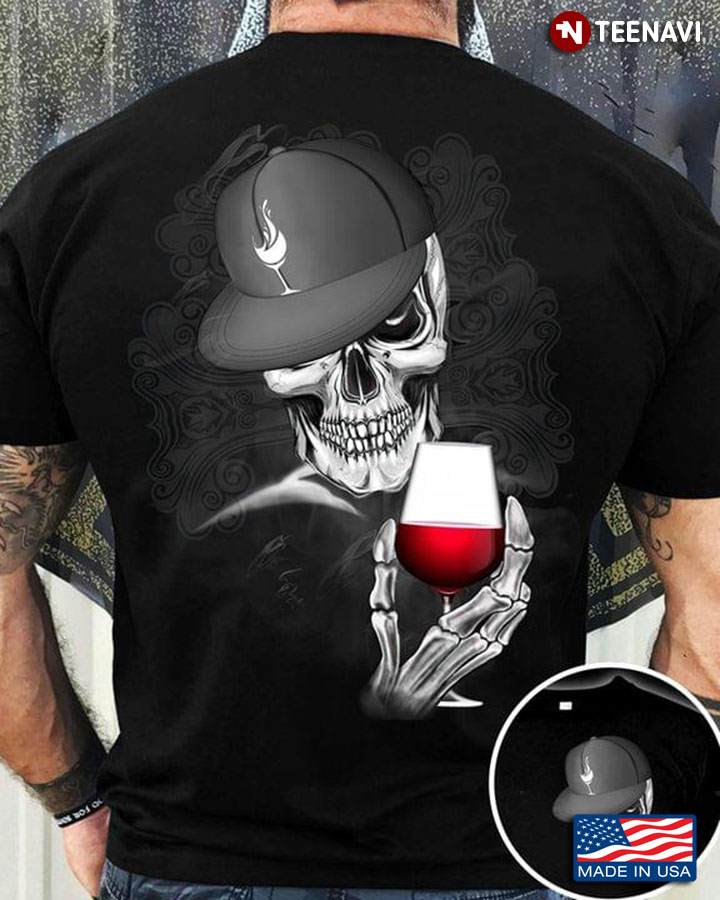A Skeleton With A Hat And A Glass Of Wine