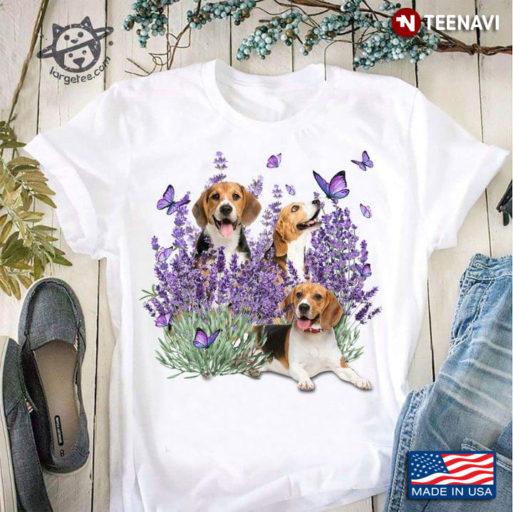 Beagle Dogs Butterflies And Lavender
