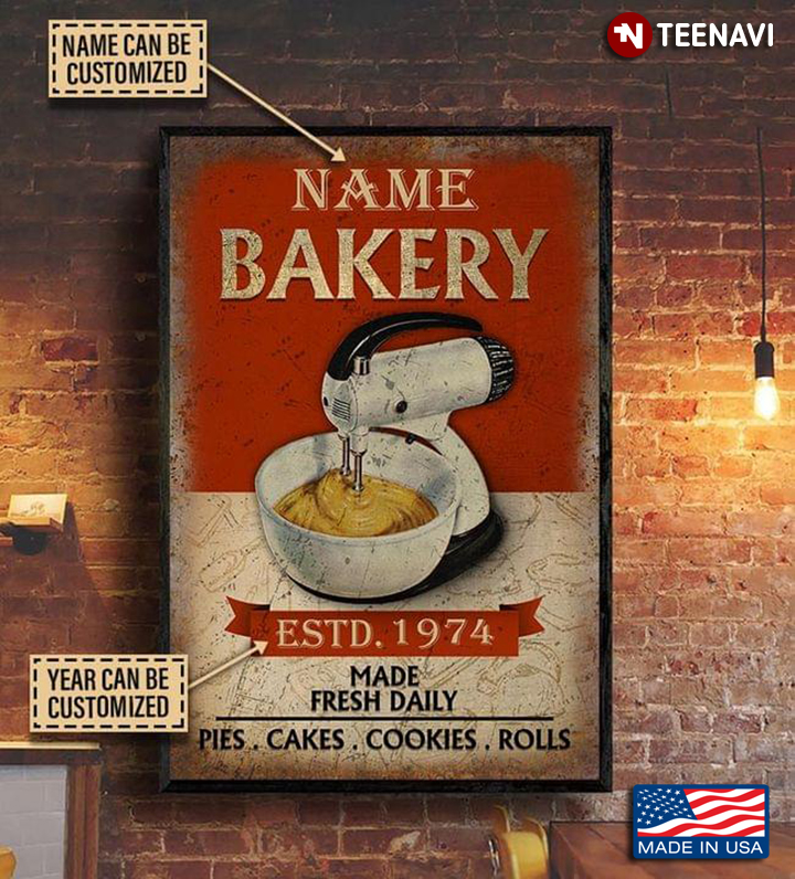 Vintage Customized Name & Year Bakery Made Fresh Daily Pies, Cakes, Cookies, Rolls