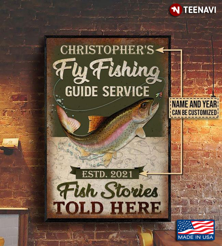 Vintage Customized Name & Year Fly Fishing Guide Service Fish Stories Told Here