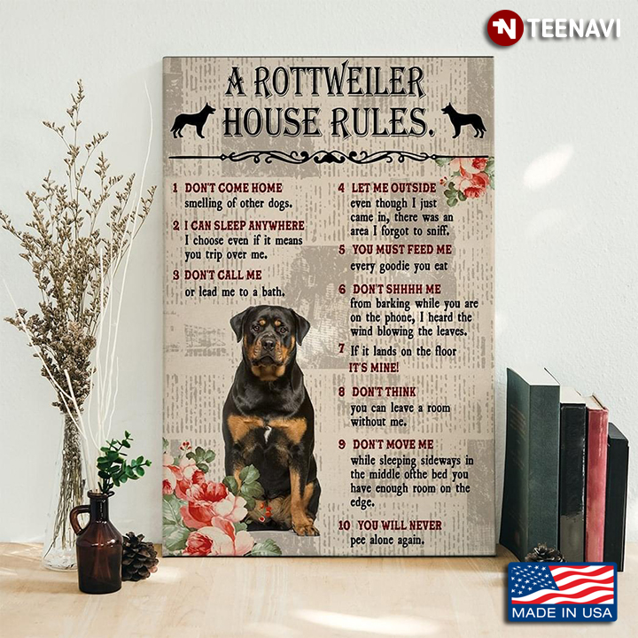 Vintage Floral Book Page Theme A Rottweiler House Rules