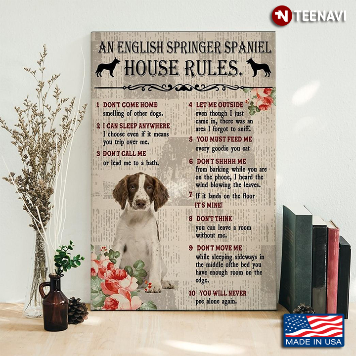 Vintage Floral Book Page Theme An English Springer Spaniel House Rules