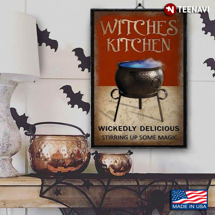 Vintage Witches's Kitchen Cauldron Wickedly Delicious Stirring Up Some Magic