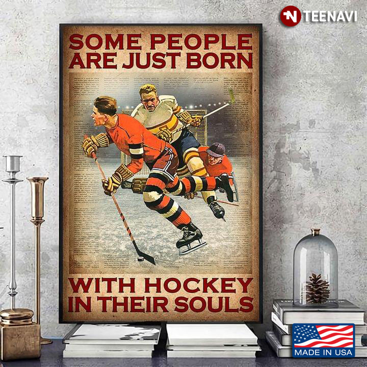 Vintage Book Page Theme Some People Are Just Born With Hockey In Their Souls