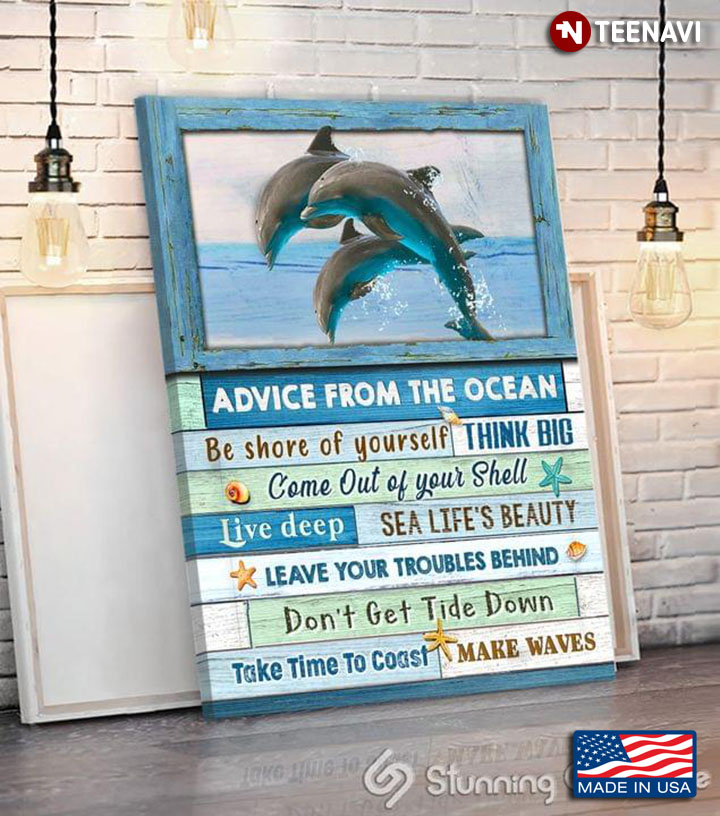 Vintage Dolphins Jumping Advice From The Ocean Be Shore Of Yourself Think Big Come Out Of Your Shell