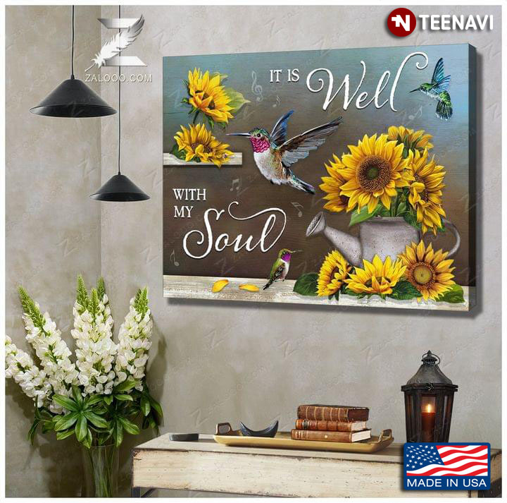 Vintage Hummingbirds & Sunflowers It Is Well With My Soul