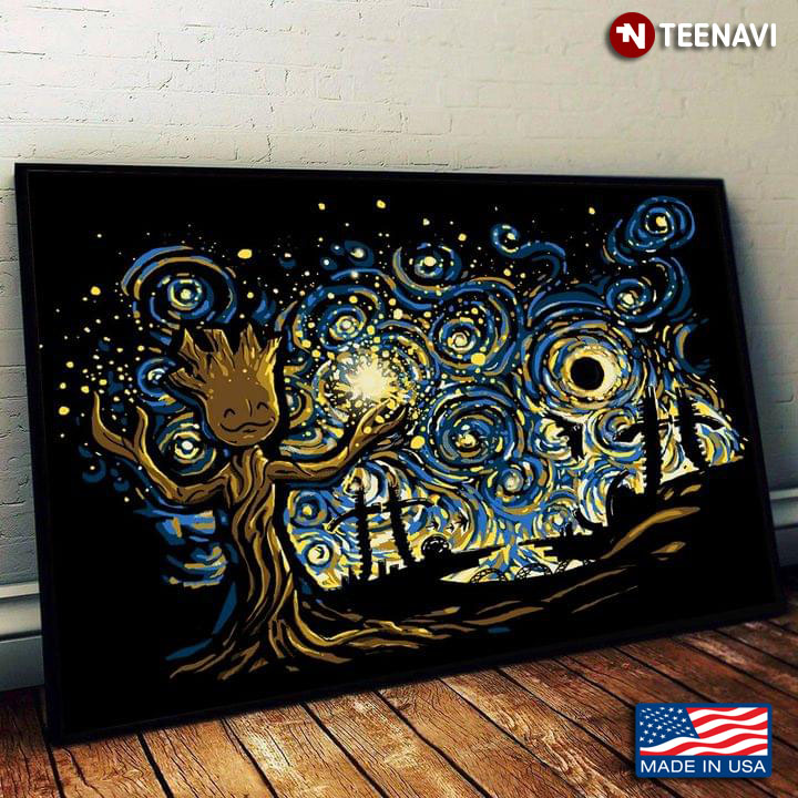 Baby Groot Tree In The Starry Night Vincent Van Gogh