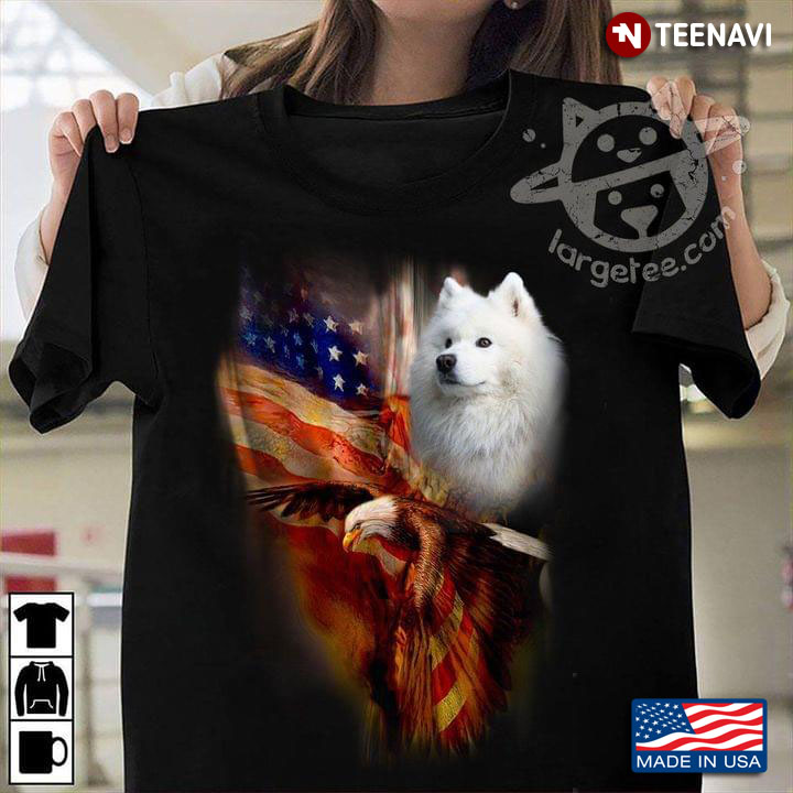 Patriotic White Fox Eagle American Flag