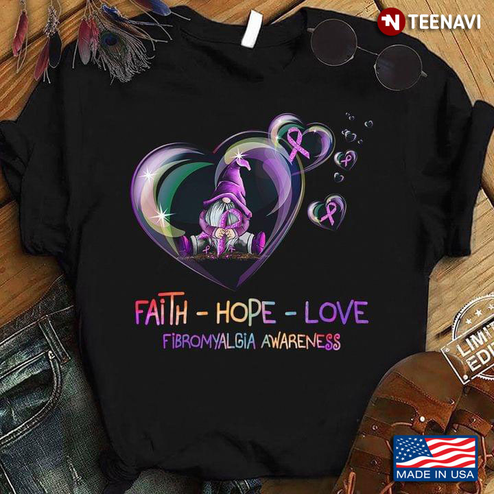 Gnome Hugging Heart Balloon Faith Hope Love Fibromyalgia Awareness