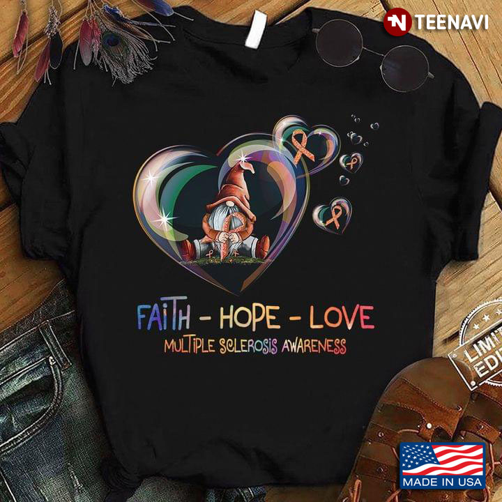 Gnome Hugging Heart Balloon Faith Hope Love Multiple Sclerosis Awareness