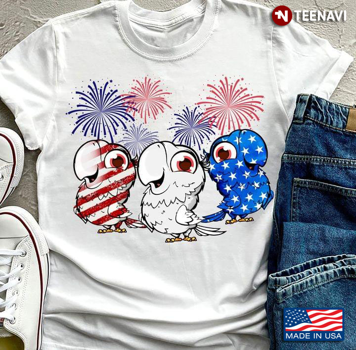 Funny Birds Flag Firework The 4th Of July American Independence Day