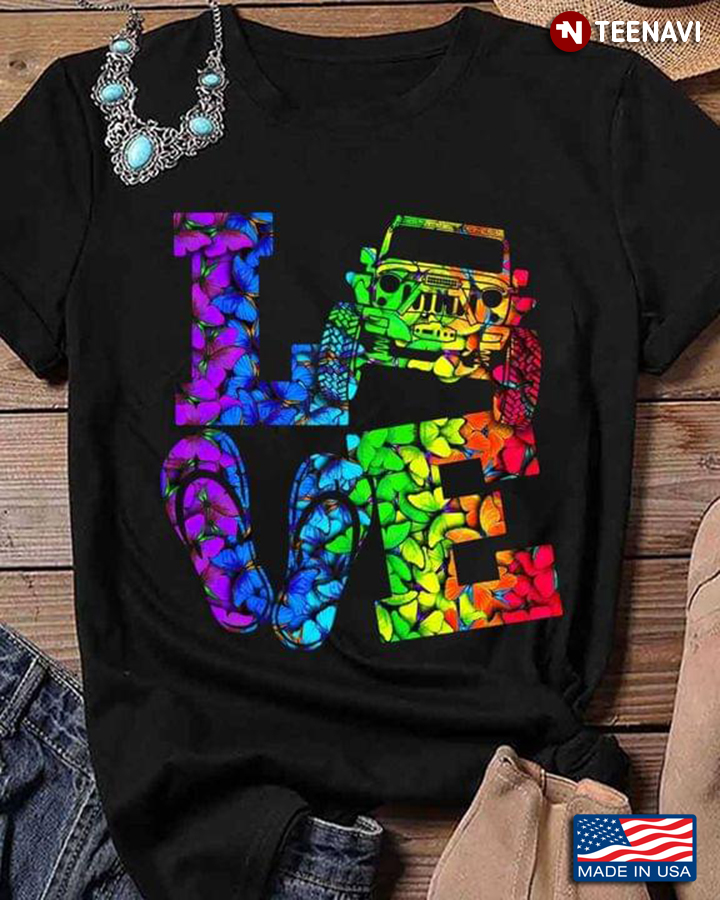 Colorful Love Jeep Butterflies