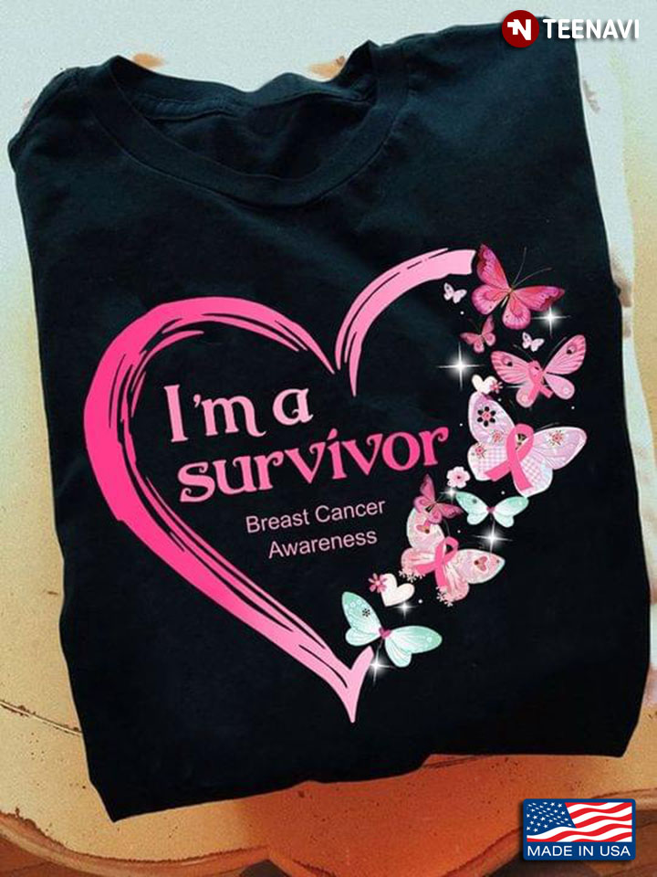 I’m A Survivor Breast Cancer Awareness Heart Butterfly New Version