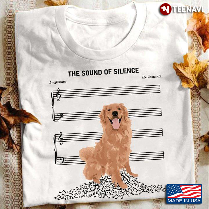 The Sound Of Silence Golden Retriever And Music Bar Line Without Music Notes