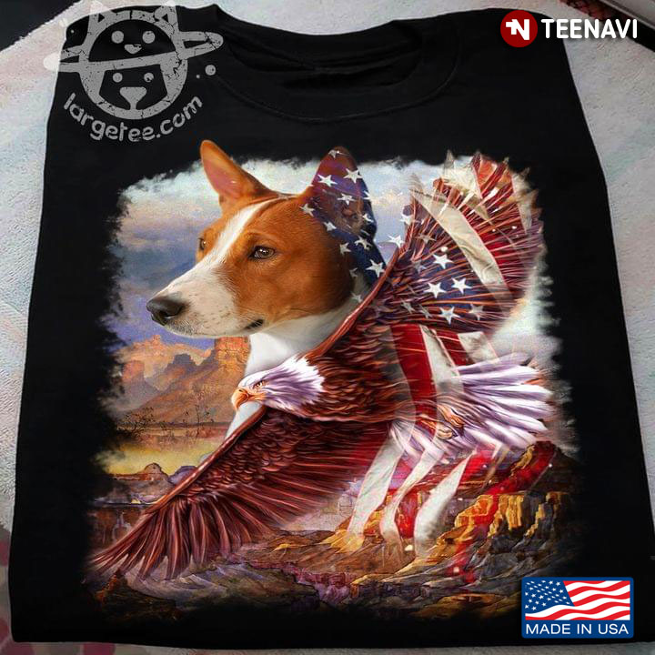 Basenji Eagle With American Flag New Version
