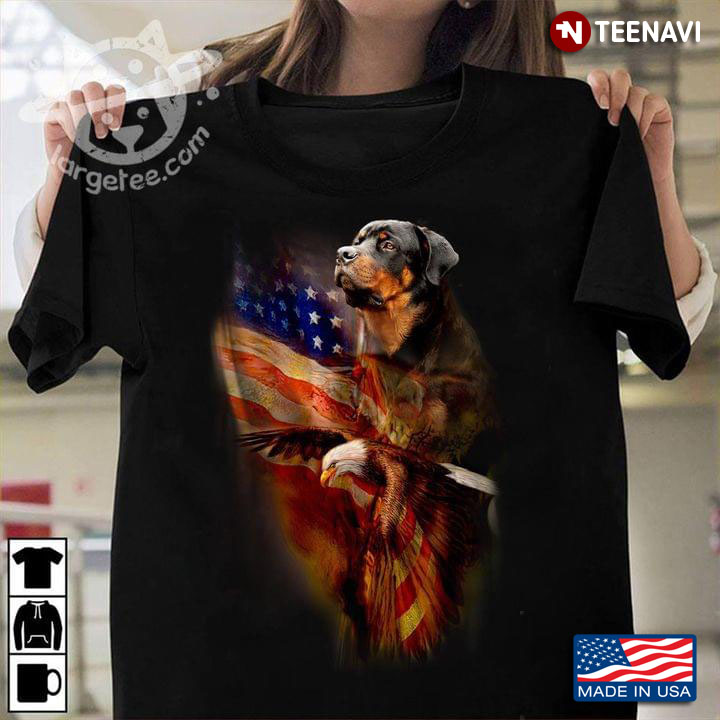 Rottweiler Eagle And American Flag
