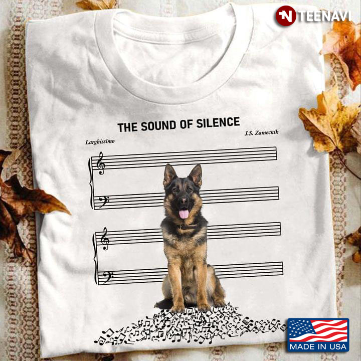 The Sound Of Silence German Shepherd Dog And Music Bar Line Without Music Notes