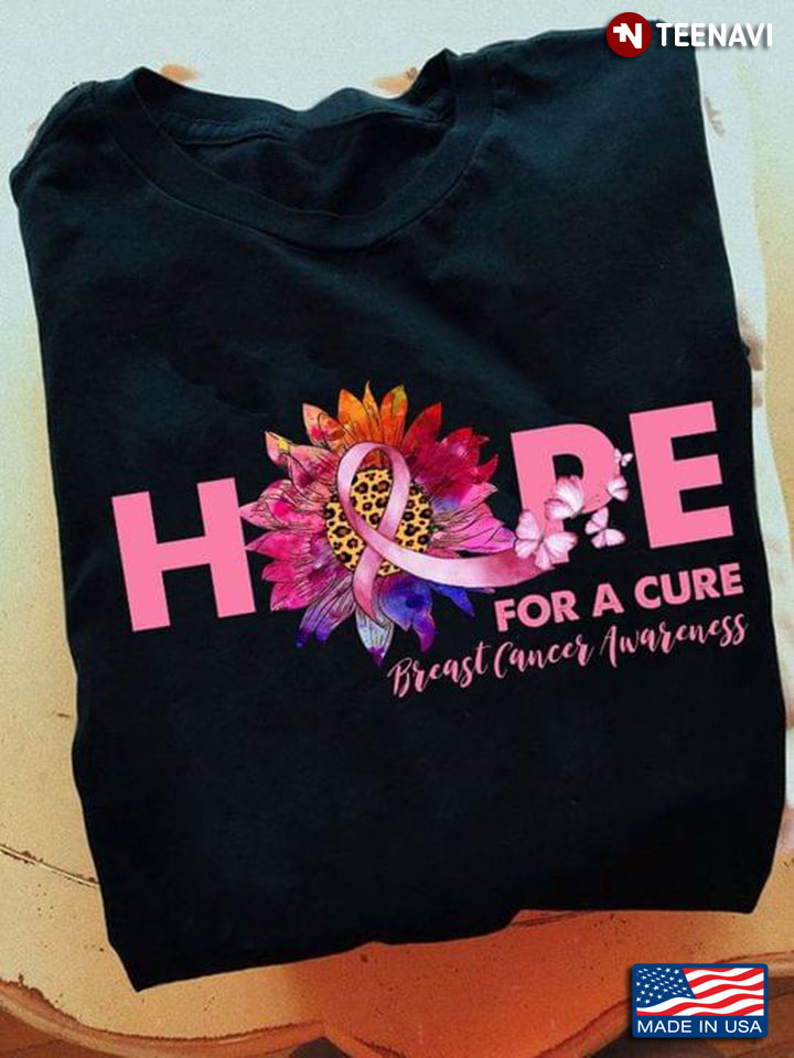 Hope For A Cure Breast Cancer Awareness Sunflower And Butterflies
