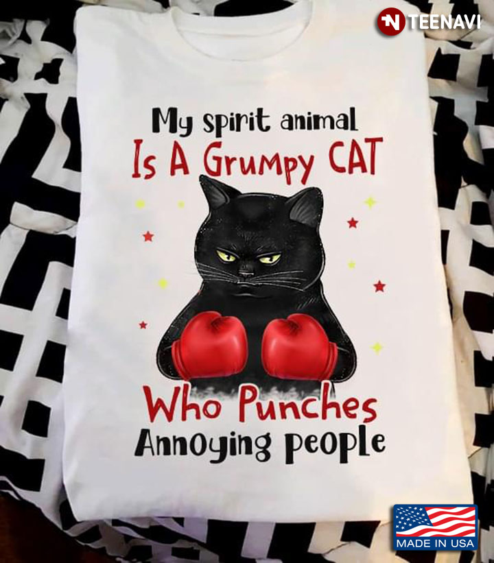Black Cat Boxing My Spirit Animal Is A Grumpy Cat Who Punches Annoying People