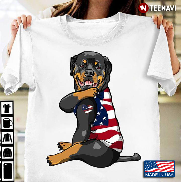 Rottweiler With American Flag