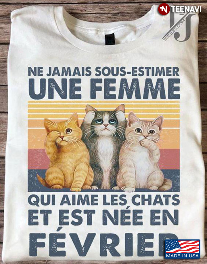 Ne Jamais Sous Estimer Une Femme Qui Aime Les Chats Et Est Nee En Fevrier Vintage