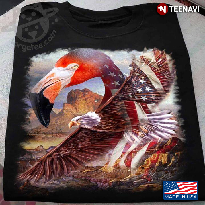 Flamingo Eagle And American Flag