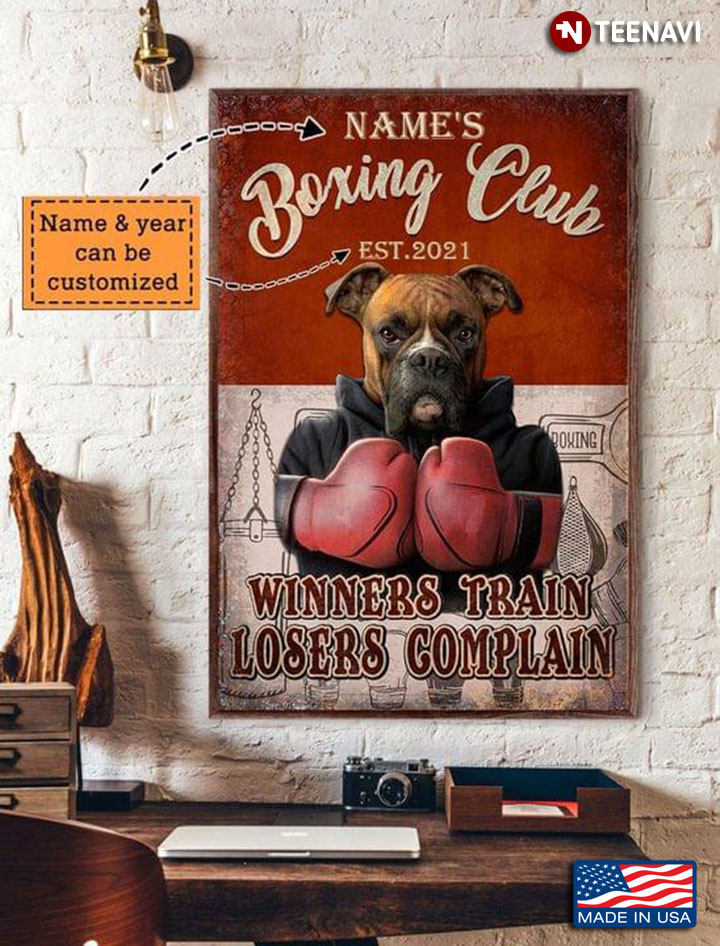 Vintage Customized Name & Year Boxer Dog Boxing Club Winners Train Losers Complain