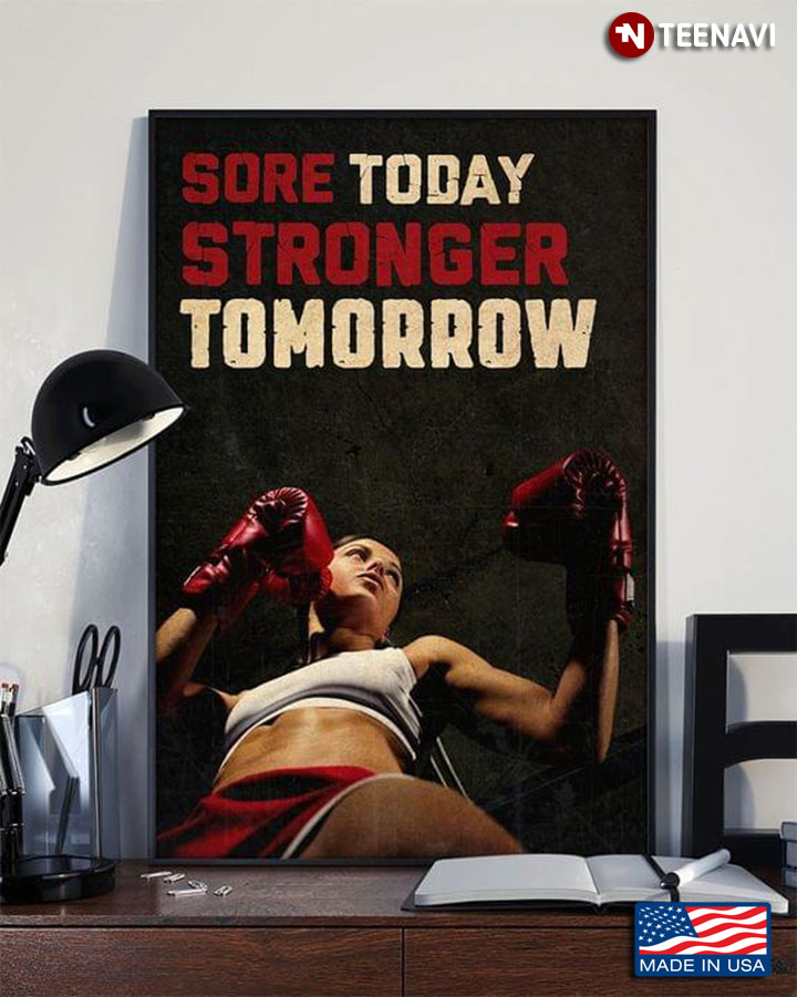 Vintage Female Boxer Sore Today Stronger Tomorrow