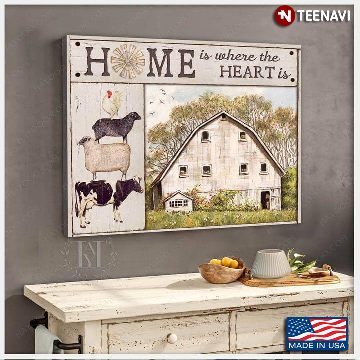 Vintage Farm Agricultural Animals Home Is Where The Heart Is