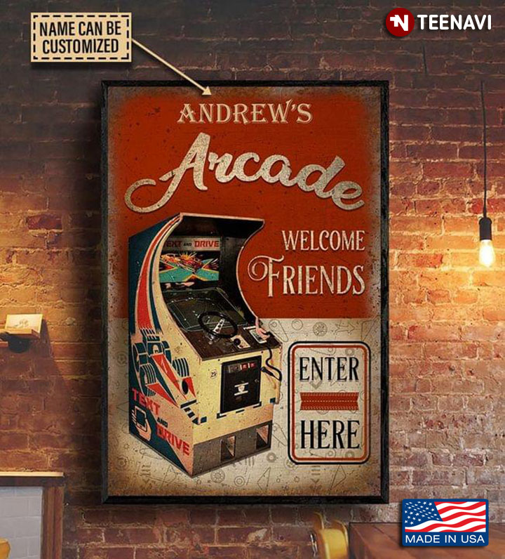 Vintage Customized Name Arcade Welcome Friends Enter Here