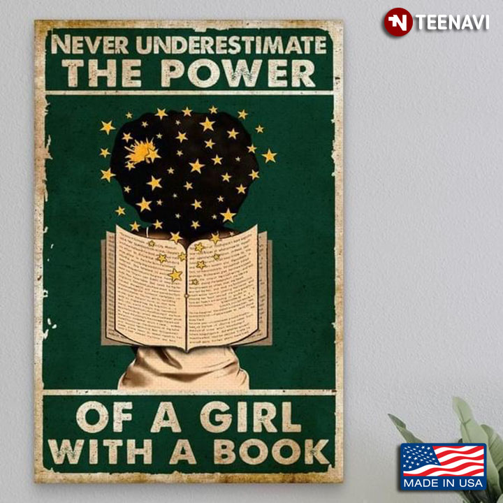 Vintage Black Girl With Book Wings And Stars Never Underestimate The Power Of A Girl With A Book