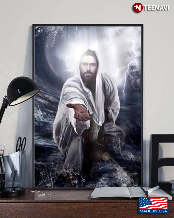 Vintage Jesus Christ Giving His Helping Hand In The Storm