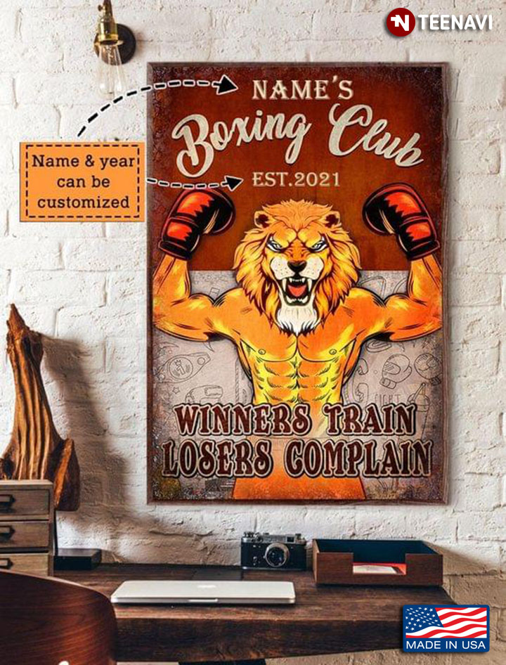 Vintage Customized Name & Year Lion Boxing Club Winners Train Losers Complain